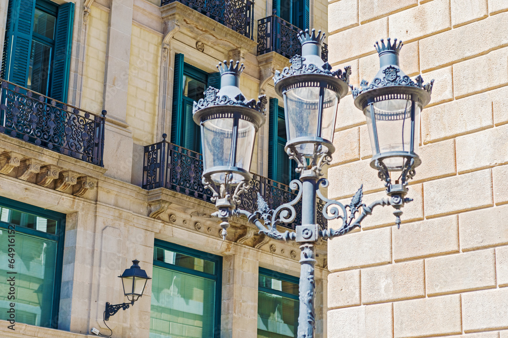 Street lamps in Barcelona, Spain