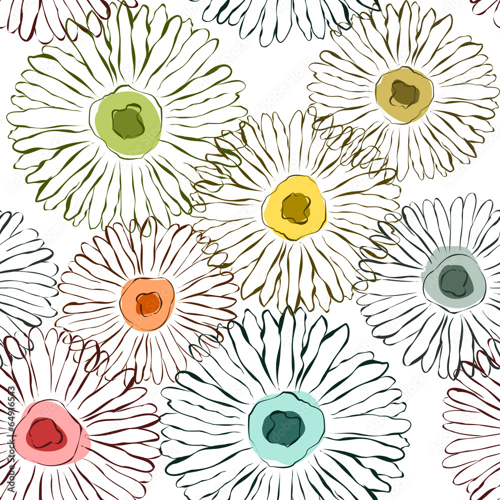 Vector flowers sketchy background Seamless pattern Vector flowers sketchy background Seamless pattern