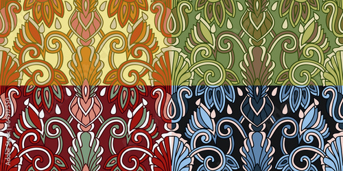 Set of four colorful seamless patterns. EPS-8.