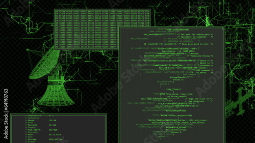 Looping computer screen with data (HD)