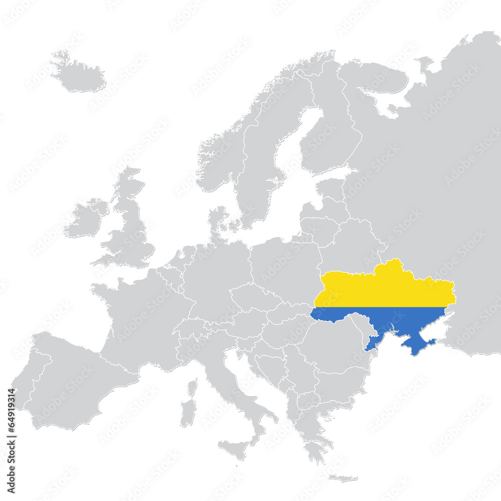 Obraz premium Ukraine on map of Europe