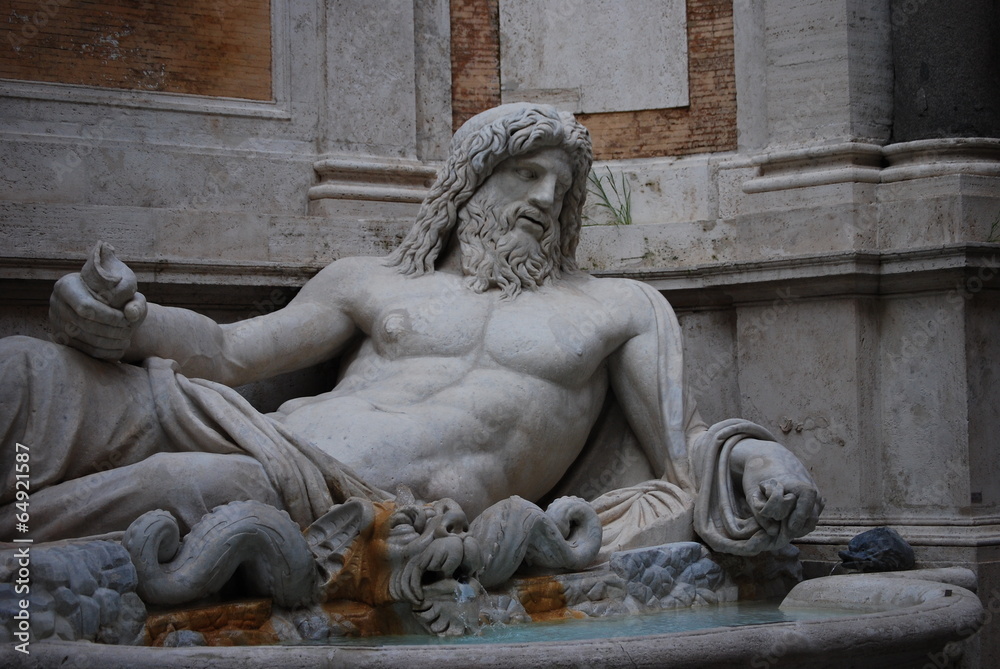 Statue of Neptune at fountain, Rome, Italy