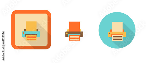 simple retro print icon in flat style