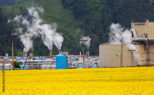 Factory Mondi in town Ruzomberok, Slovakia photo