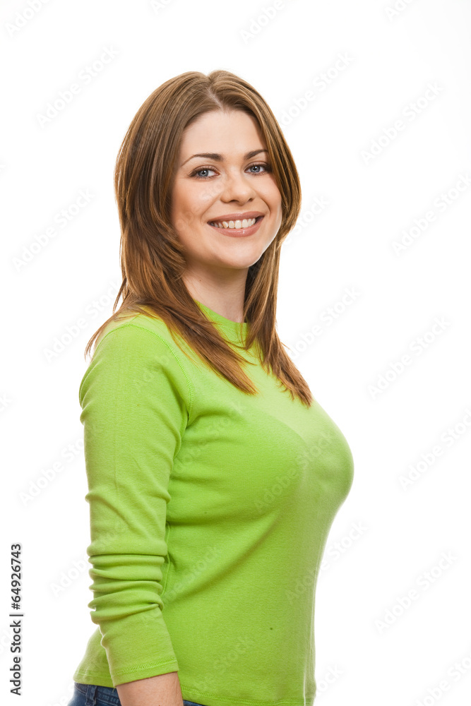 studio close up portrait of smiling woman, isolated studio close up portrait of smiling woman, isolated
