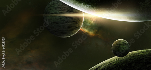 Planets on a starry background photo