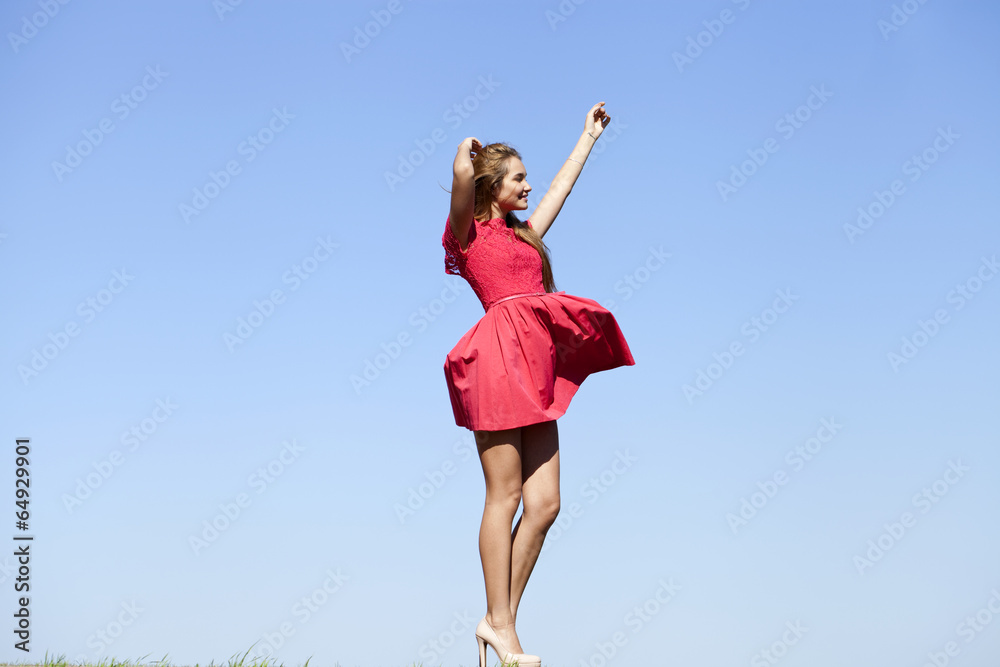 Sexy young woman in red sexy dress Sexy young woman in red sexy dress