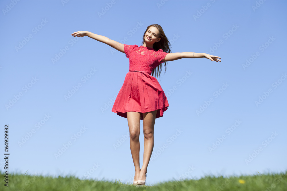 Sexy young woman in red sexy dress Sexy young woman in red sexy dress