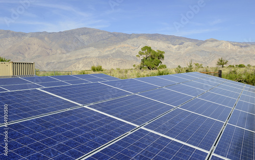 Solar Panels in sunny desert environment