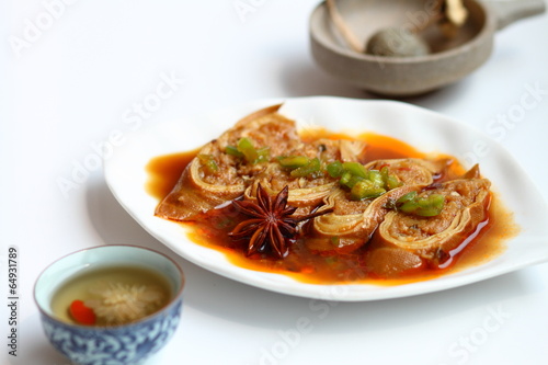 China tofu dish with Matrimony vine and Chrysanthemum Tea