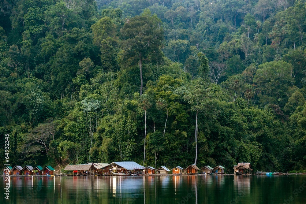 Bungalow on tropical lake