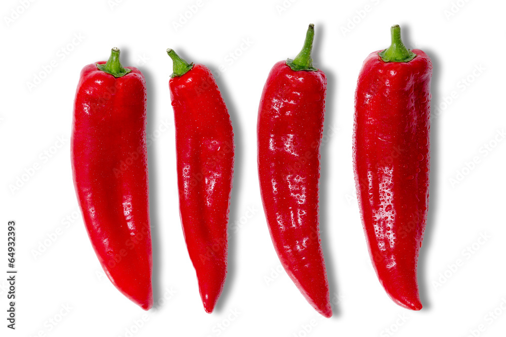 Four red hot chilli peppers Four red hot chilli peppers