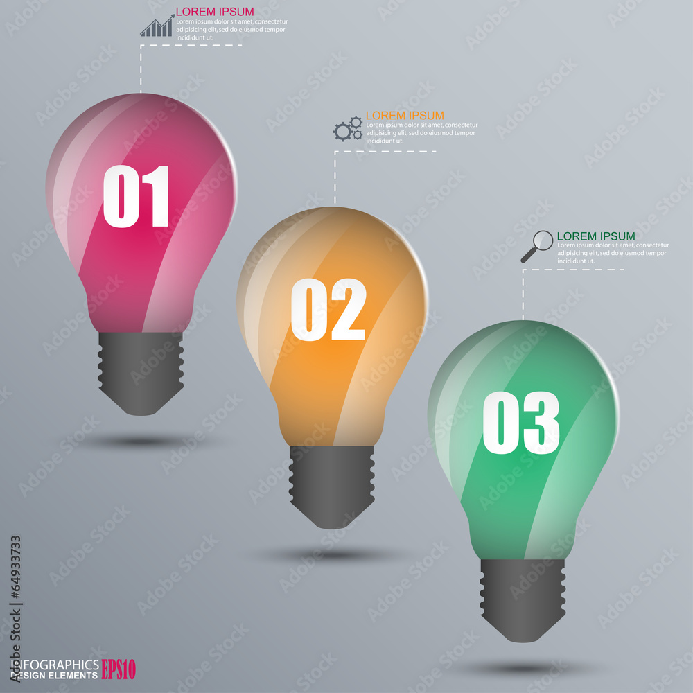 Infographics lightbulb design template Infographics lightbulb design template