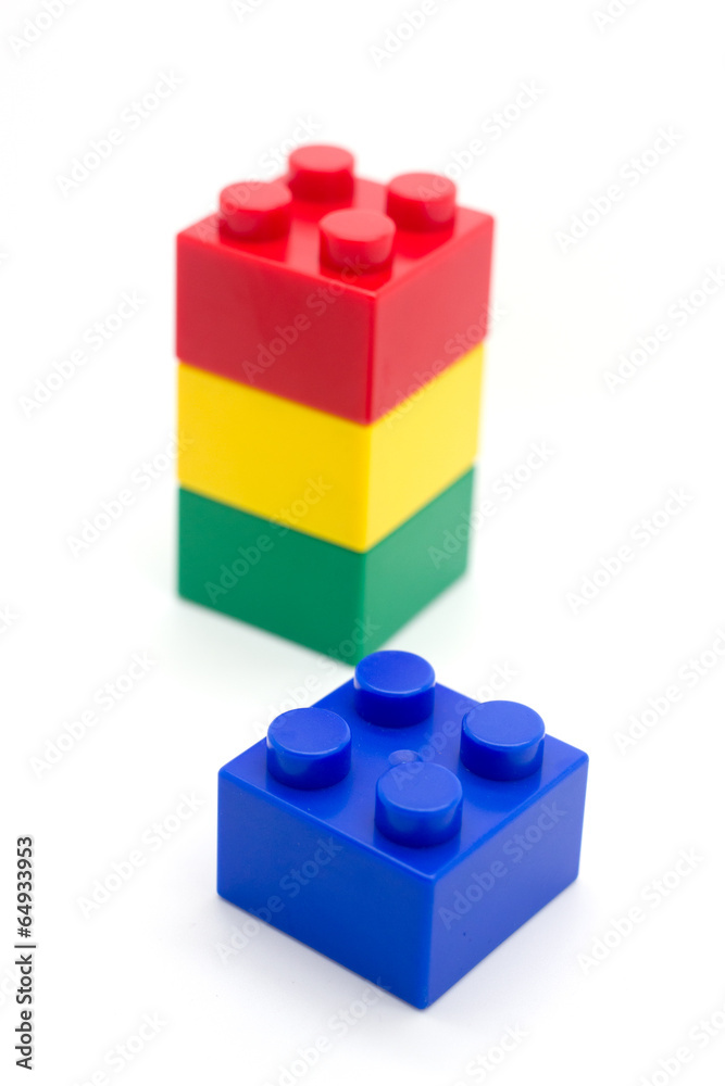 blocks , Plastic building blocks on white background
