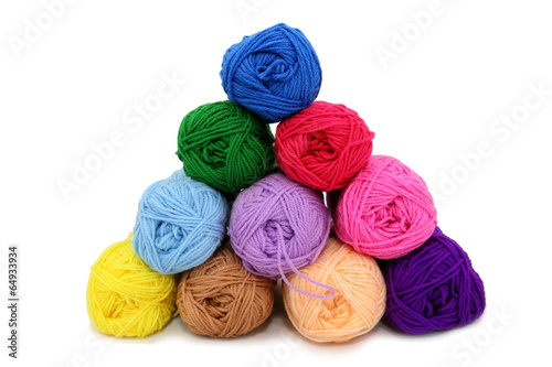 Colorful yarn isolated on white