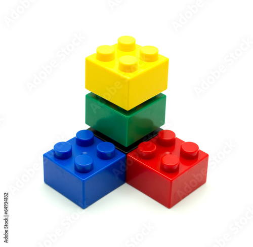 blocks , Plastic building blocks on white background