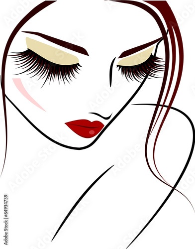 Lash extension beauty icon red lips