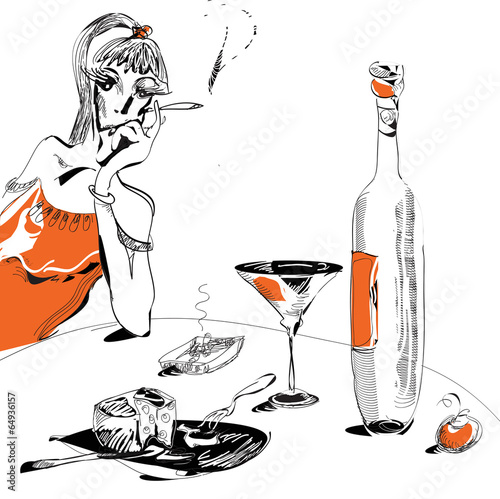 wine and glass illustration