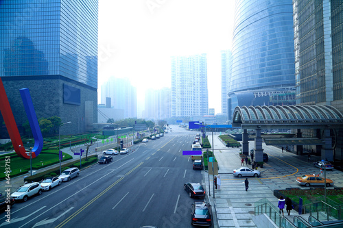 Canvas Print The street scene of modern urban architecture backgrounds in sha