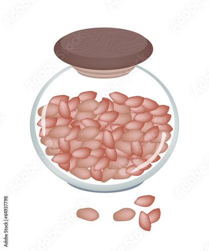 Jar of Dried Peanuts on White Background