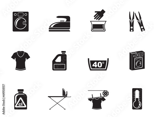 Silhouette Washing machine and laundry icons