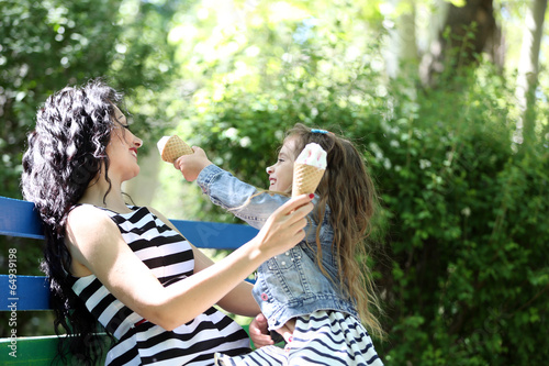 Happy mom and daughter. Wal...