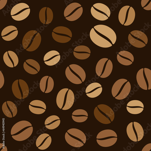 Coffee Beans Seamless Pattern on Dark Background