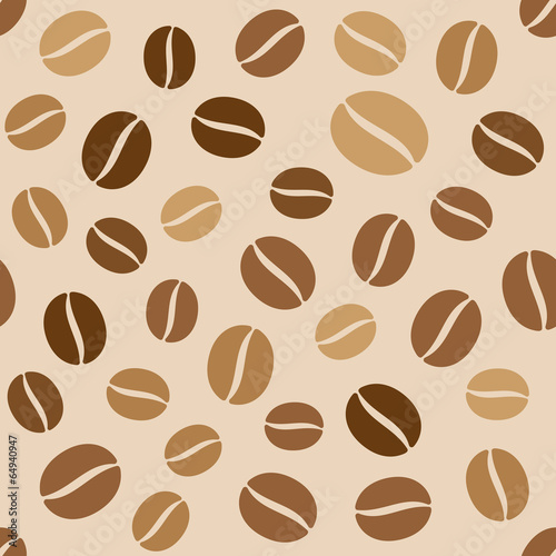 Coffee Beans Seamless Pattern on Light Background