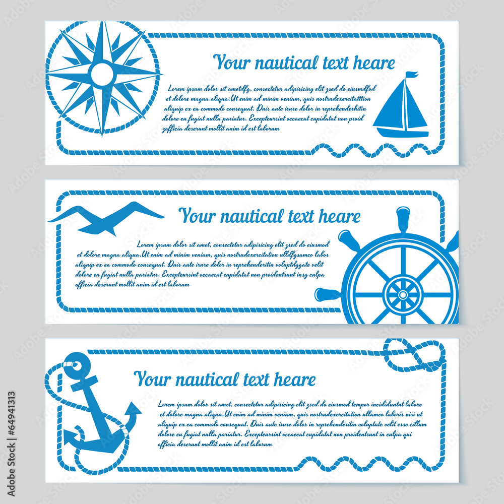 Fototapeta premium Set of nautical themed banners