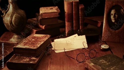 Old style study with photo of girl in frame