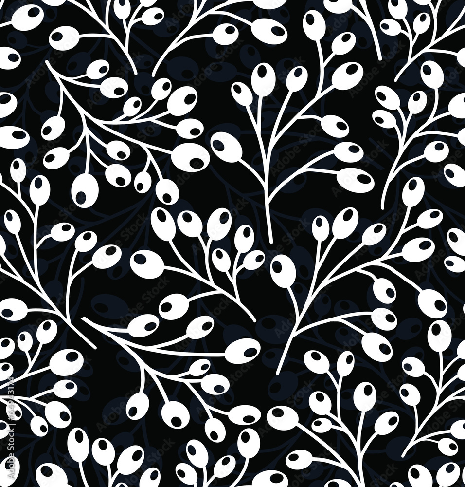 Cute black and white autumn fruits seamless background Cute black and white autumn fruits seamless background