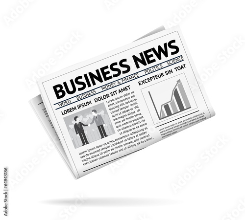 Folded newspaper presenting business news