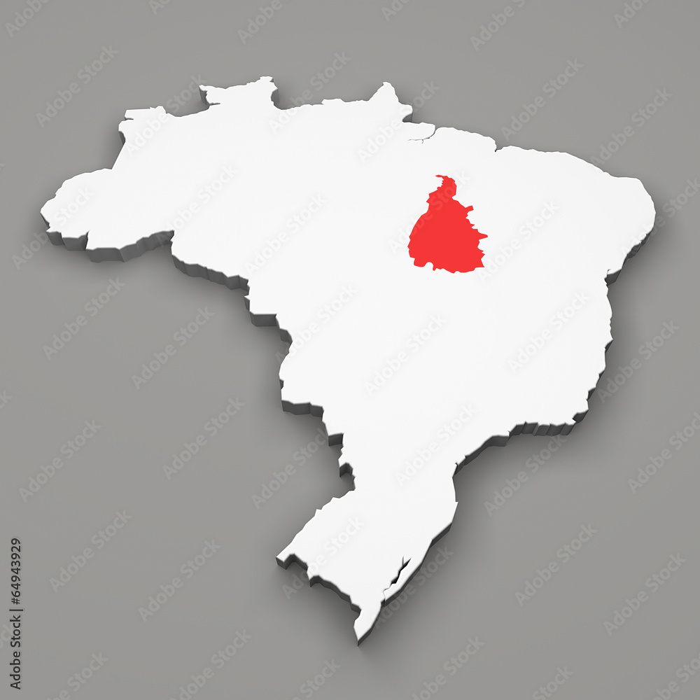 Mappa Brasile, divisione regioni, Tocantins Mappa Brasile, divisione regioni, Tocantins
