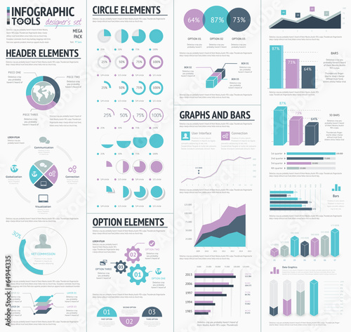 Huge infographic vector elements designers set photo