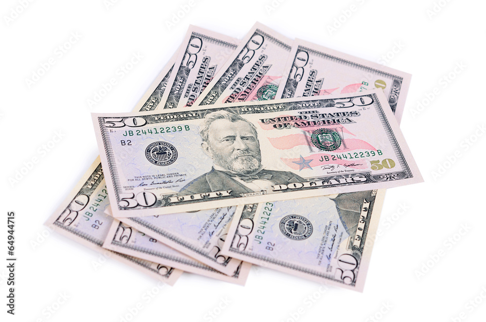 The fifty dollars isolated on white The fifty dollars isolated on white