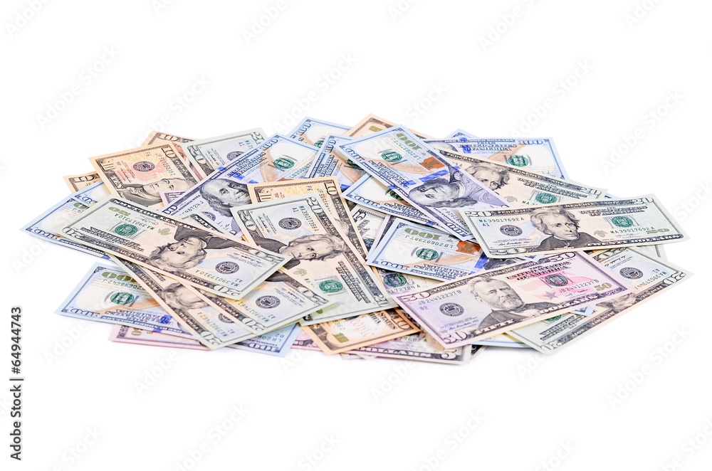 Dollar banknotes isolated on white background Dollar banknotes isolated on white background