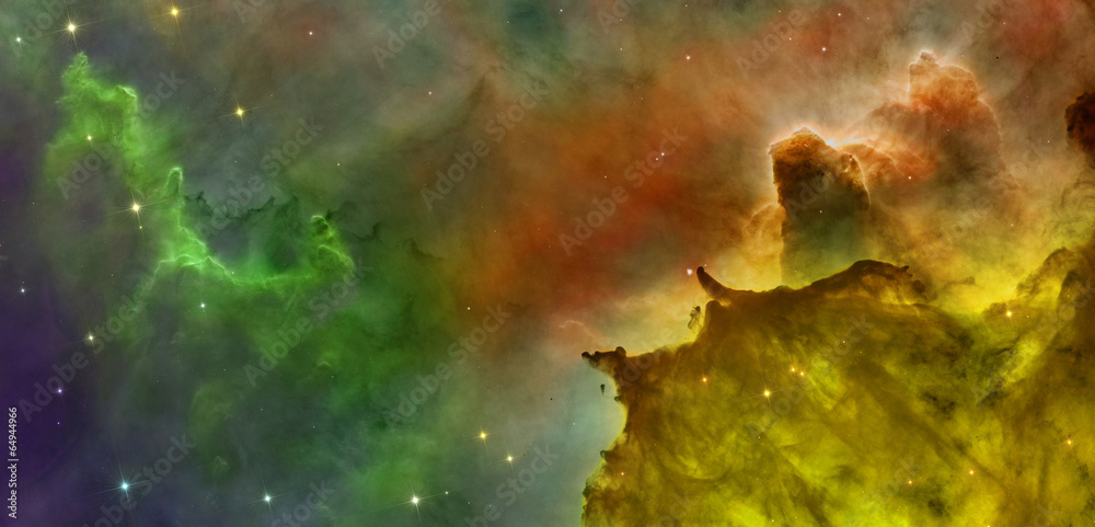 Colored clouds in Carina nebula.