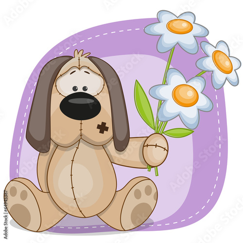 Dog with flowers