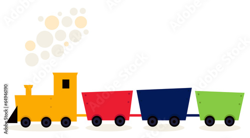 Colorful Train in fresh colors isolated on white