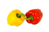Yellow and Red bell peppers isolated on white