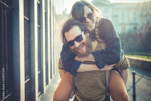 young modern stylish couple urban photo