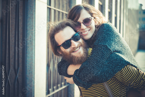 young modern stylish couple urban photo