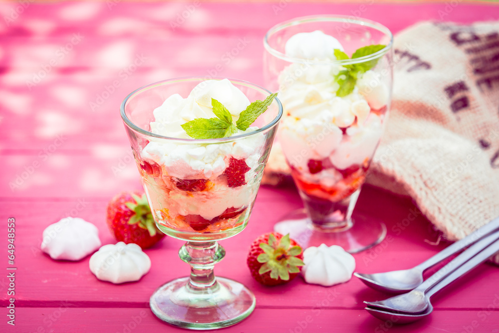 Tasty servings of strawberry pavlova Tasty servings of strawberry pavlova