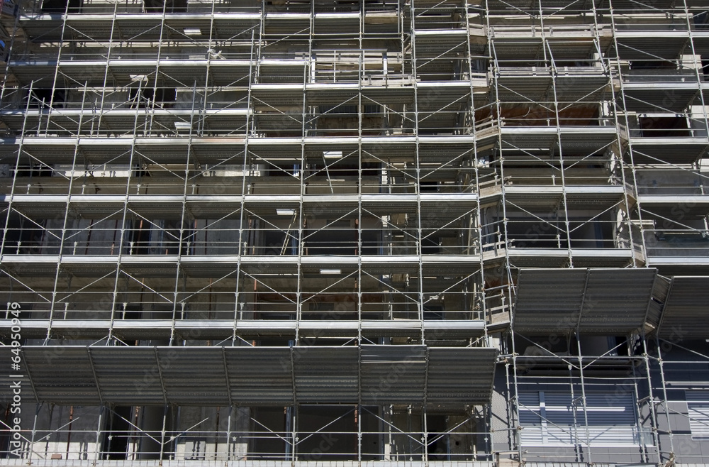 Scaffolding on a construction site of a new building