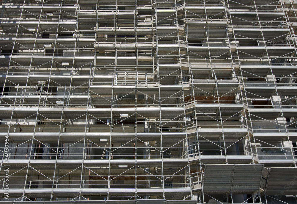 Scaffolding on a construction site of a new building