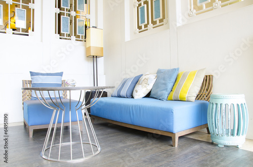 Modern outdoor living room in blue tone