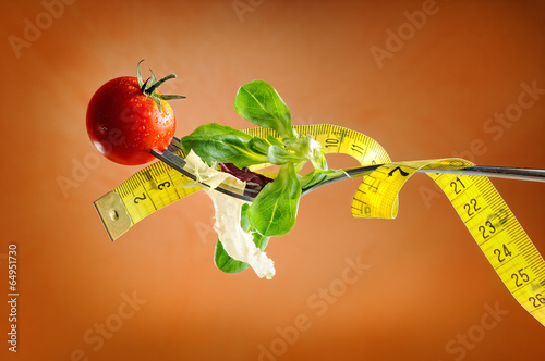 fork, salad and metro, nutritional diet concept
