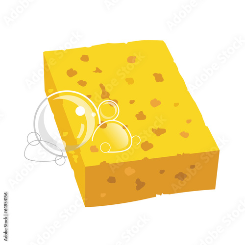 yellow sponge with bubbles vector illustration