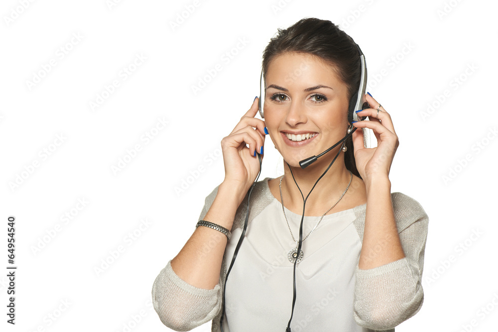 Headset woman call center operator Headset woman call center operator