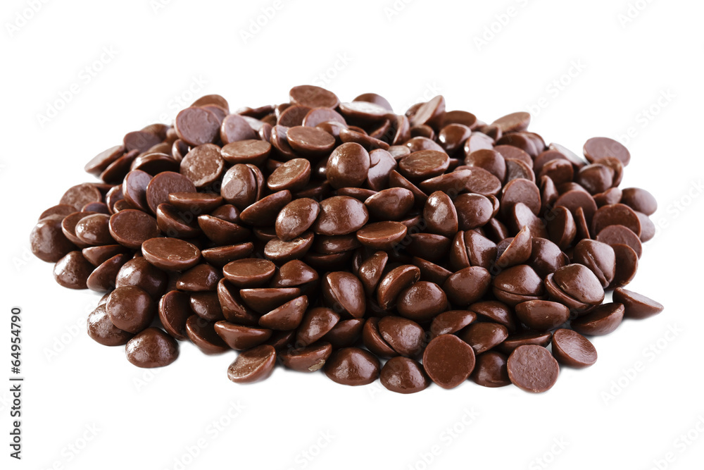 chocolate drops on a white background